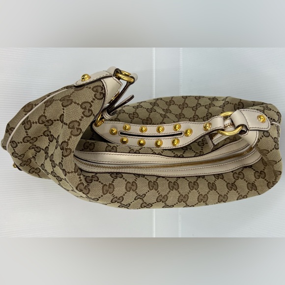 Gucci Biba Monogram Canvas Studded Hobo Bag - Picture 4 of 14